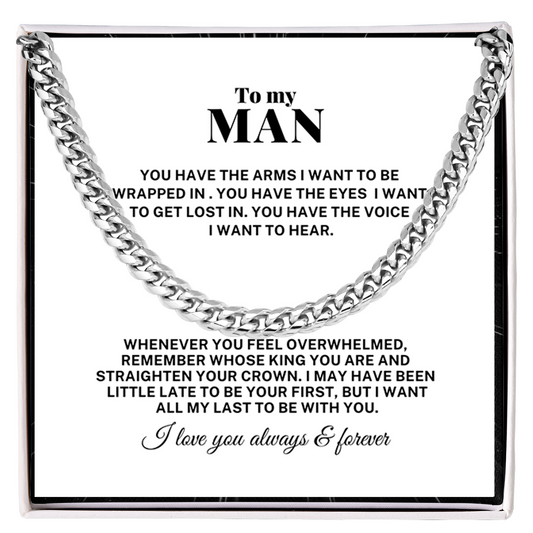 To My Man Be With You Cuban Link Chain Necklace V2