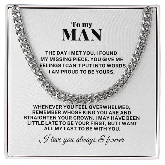 To My Man My Missing Piece Cuban Link Chain Necklace V2