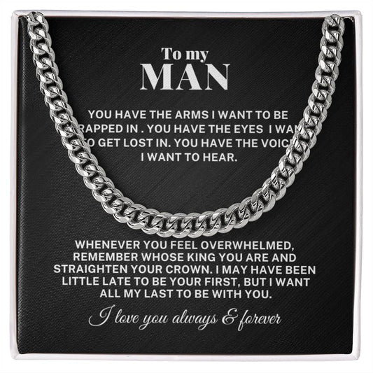 To My Man Be With You Cuban Link Chain Necklace V1