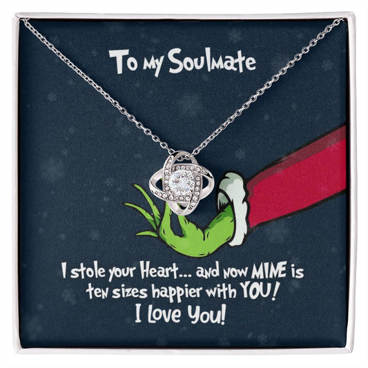 To My Soulmate Grinch Love Knot Necklace