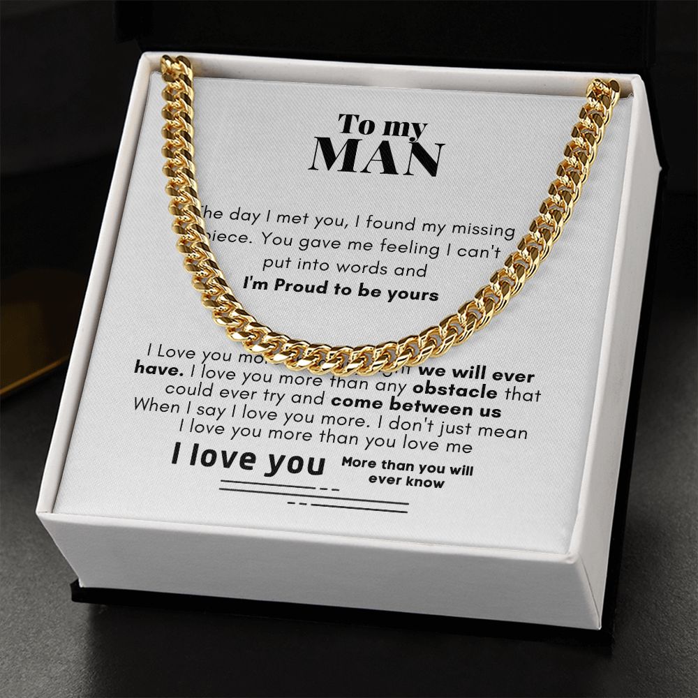 To My Man Cuban Link Chain Necklace